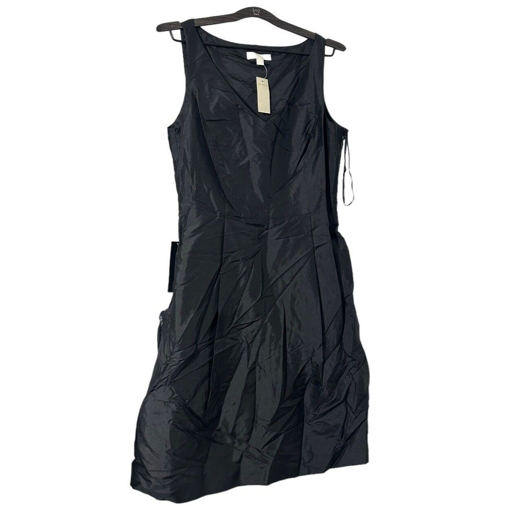 Ann Taylor Sleeveless Swing Dress Black‎ Silk Sz 10